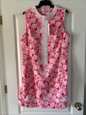 Lilly Pulitzer Pink & White Sleeveless Floral Shift Dress